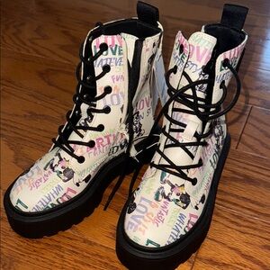 Disney Black and White Graphic Boots
